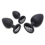 Master Series Dirty Words Butt Plug Set 3 Size Anal Sex Training Kit Slut Whore Slave