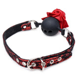 Master Series Full Bloom Silicone Ball Gag with Red Rose Mouth Strap Bondage Play