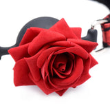 Master Series Full Bloom Silicone Ball Gag with Red Rose Mouth Strap Bondage Play