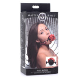 Master Series Full Bloom Silicone Ball Gag with Red Rose Mouth Strap Bondage Play