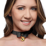 Master Series Golden Kitty Cat Bell Collar Black Bow Tie Kinky Fetish