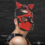 Master Series Red Hound Hood with Muzzle Dog Mask Puppy Fetish Play