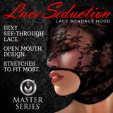 Master Series Lace Seduction Black Lace Bondage Hood Open Mouth Sexy Fetish Play