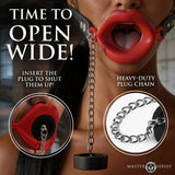 Master Series Plugged Silicone Feeding Gag Red Lips Oral Fetish Play