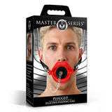 Master Series Plugged Silicone Feeding Gag Red Lips Oral Fetish Play