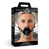 Master Series Plugged Silicone Feeding Gag Black Lips Oral Fetish Play
