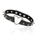 Master Series Spiked Heart Choker Black Adjustable Bondage Neck Collar