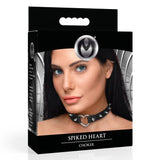 Master Series Spiked Heart Choker Black Adjustable Bondage Neck Collar