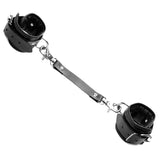 Master Series Strap Linked Wrist Cuffs Black Leather Bondage Restraints Fetish Play
