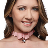 Master Series Sugar Kitty Cat Bell Collar Pink Bow Tie Kinky Fetish Play