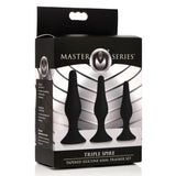 Master Series Triple Spire Tapered Silicone Anal Trainer Butt Plug Set