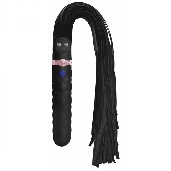 Master Series Vibra-Lasher 9X Black Vibrating Silicone Flogger Dildo Whip BDSM Play