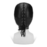 Me You Us Black Bondage Hood with Eyes Nose Mouth Holes Fetish Gimp Mask BDSM Play