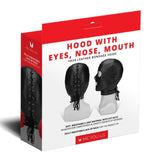 Me You Us Black Bondage Hood with Eyes Nose Mouth Holes Fetish Gimp Mask BDSM Play