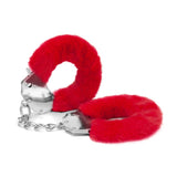 Me You Us Red Furry Handcuffs Plush Fur Metal Wrist Cuffs Restraints