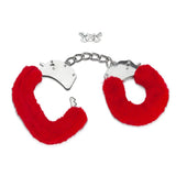 Me You Us Red Furry Handcuffs Plush Fur Metal Wrist Cuffs Restraints