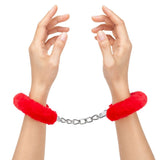 Me You Us Red Furry Handcuffs Plush Fur Metal Wrist Cuffs Restraints