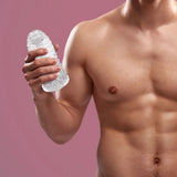 Me You Us Glacier Dual End Stroker Clear Rib Male Masturbator Sex Toy