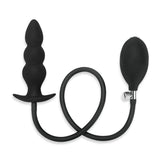 Me You Us Inflatable Beaded Butt Plug Black Silicone Ribbed Anal Gape Stretch Pump Sex Toy