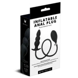 Me You Us Inflatable Beaded Butt Plug Black Silicone Ribbed Anal Gape Stretch Pump Sex Toy