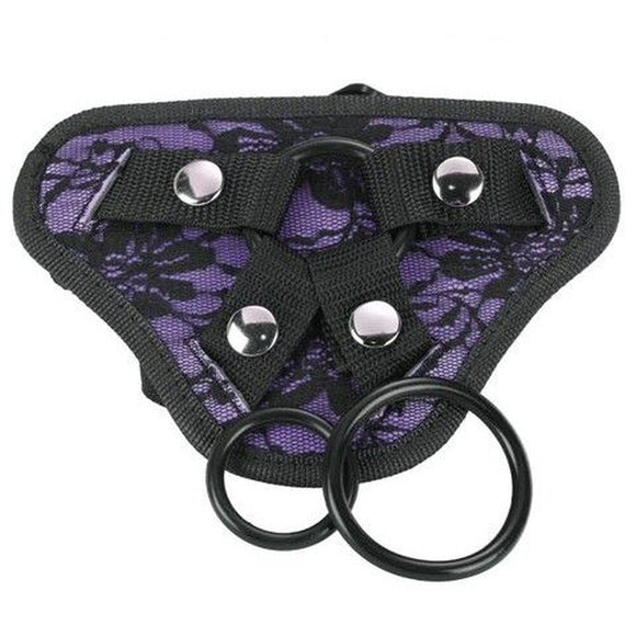 Me You Us Purple Lace Harness Bullet Pocket Crotchless Strap-On Dildo