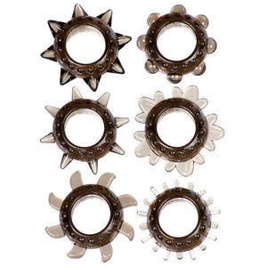 Me You Us Tickler Six Cock Ring Set Textured Smoke Penis Erection Aid
