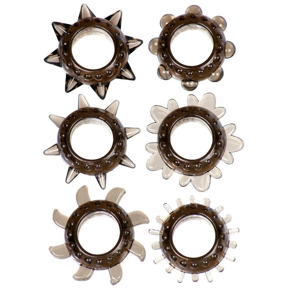 Me You Us Tickler Six Cock Ring Set Textured Smoke Penis Erection Aid