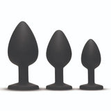 Me You Us Trio Of Jewels Butt Plug Set Black Gem Stone Anal Training