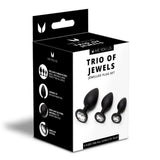 Me You Us Trio Of Jewels Butt Plug Set Black Gem Stone Anal Training