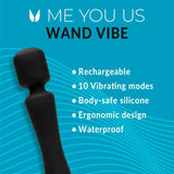 Me You Us Wand Vibrator Black Massager Female Stimulation Sex Toy