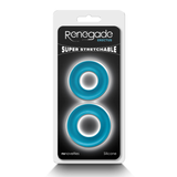 Renegade Erectus Super Stretchable Cock Rings Set of 2 Penis Erection Bands Teal Blue
