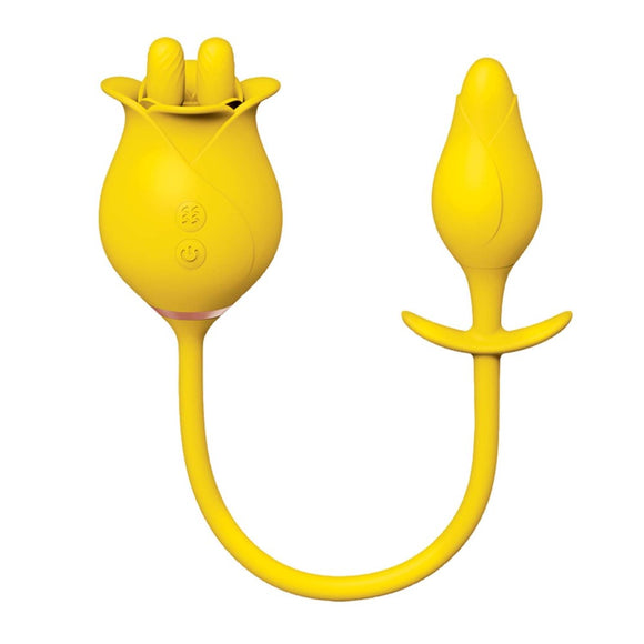 Nasstoys Clit-Tastic Tulip Finger Massager & Pleasure Anal Plug Yellow Clitoral Vibrator Sex Toy