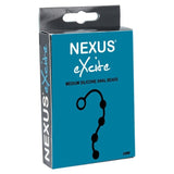 Nexus Excite Medium Anal Beads Black Silicone 4 Ball String Chain Ring Pull Sex Toy