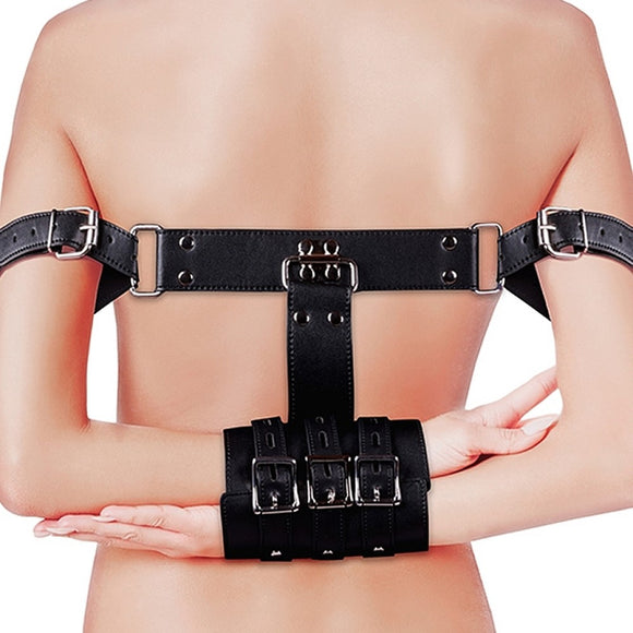 Ouch! Complete Arm Restraints Faux Leather Back Wrist Cuffs Bondage BDSM Fetish Play