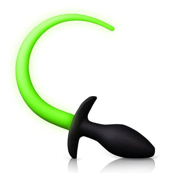 Ouch! Glow In The Dark Silicone Puppy Tail Butt Plug Doggy Fetish Anal Play Sex Toy