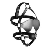 Ouch! Xtreme Head Harness Blindfold with Solid Ball Gag Bondage Fetish Play