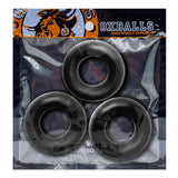 Oxballs Fat Willy Jumbo Cock Rings Black 3 Pack Thick Penis Bands Stack