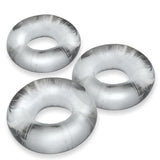 Oxballs Fat Willy Jumbo Cock Rings Clear 3 Pack Thick Penis Bands Stack