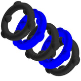 Oxballs Gearheads Silicone Cock Ring 5 Pack Blue Black Stack Play Set