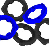 Oxballs Gearheads Silicone Cock Ring 5 Pack Blue Black Stack Play Set
