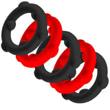 Oxballs Gearheads Silicone Cock Ring 5 Pack Red Black Stack Play Set