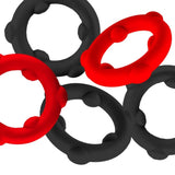 Oxballs Gearheads Silicone Cock Ring 5 Pack Red Black Stack Play Set