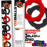 Oxballs Gearheads Silicone Cock Ring 5 Pack Red Black Stack Play Set
