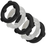 Oxballs Gearheads Silicone Cock Ring 5 Pack Vapor Black Stack Play Set