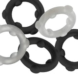 Oxballs Gearheads Silicone Cock Ring 5 Pack Vapor Black Stack Play Set