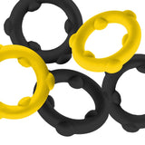 Oxballs Gearheads Silicone Cock Ring 5 Pack Yellow/Black Penis Bands