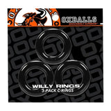 Oxballs Willy Rings Cock Ring 3 Pack Black Penis Erection Band Set