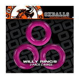 Oxballs Willy Rings Cock Ring 3 Pack Hot Pink Penis Erection Band Set