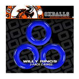 Oxballs Willy Rings Cock Ring 3 Pack Police Blue Penis Erection Band Set