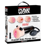 Pipedream Pump Worx Travel Trio Set Penis Pump Vibrating Masturbator Enlarger Grow Sex Kit